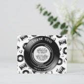 Schattigee Vinyl Record en Cassettebandje Retro Mu Bedankkaart (Staand voorkant)