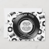 Schattigee Vinyl Record en Cassettebandje Retro Mu Bedankkaart (Voorkant)