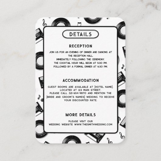 Schattigee Vinyl Record Retro Muziek Wedding Detai Informatiekaartje (Voorkant)