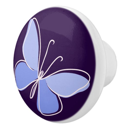 Schattigee Violet Blauwe Vlinder Doodle Keramische Knop (Rechts)