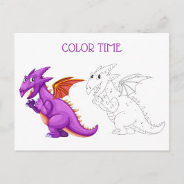 Schattigee Violet Donker Oranje Dragon Kleuractivi Briefkaart