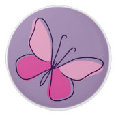 Schattigee Violet roze vlinder Doodle Keramische Knop (Voorkant)