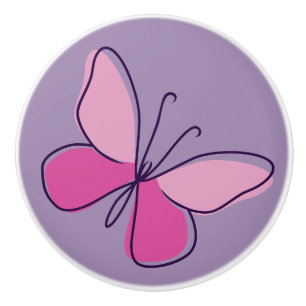 Schattigee Violet roze vlinder Doodle Keramische Knop
