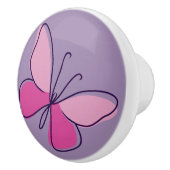 Schattigee Violet roze vlinder Doodle Keramische Knop (Rechts)