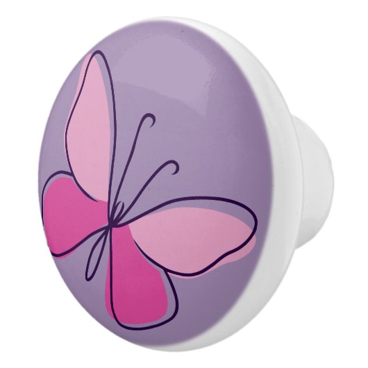Schattigee Violet roze vlinder Doodle Keramische Knop (Rechts)