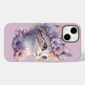 Schattigee Violet Waterverf Kat met Flora Case-Mate iPhone Case (Achterkant (horizontaal))