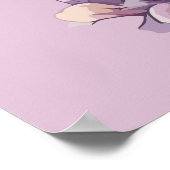 Schattigee Violet Waterverf Kat met Flora Poster (Hoek)