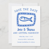 Schattigee vis Hand getrokken Sweet Beach Custom F Save The Date (Voorkant)