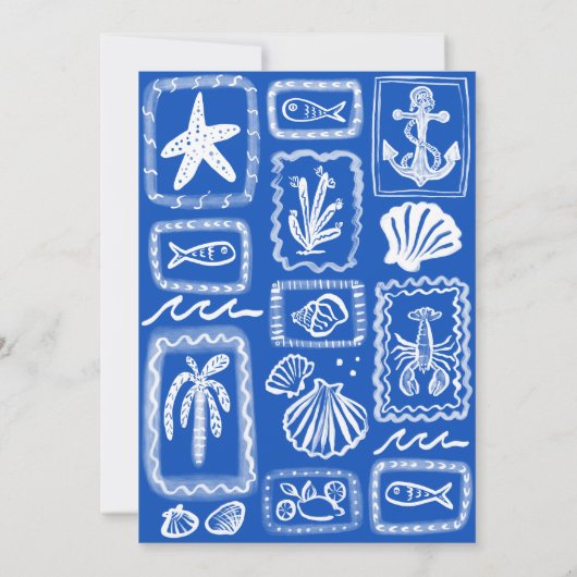 Schattigee vis Hand getrokken Sweet Beachy Custom Save The Date (Achterkant)