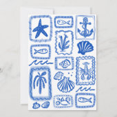 Schattigee vis Hand getrokken Sweet Beachy Custom Save The Date (Achterkant)