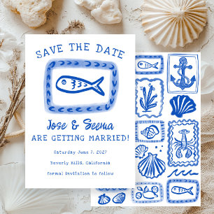 Schattigee vis Hand getrokken Sweet Beachy Custom Save The Date