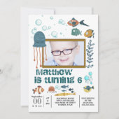 Schattigee vis octopus bubbels onder het zee doe-h kaart (Voorkant)