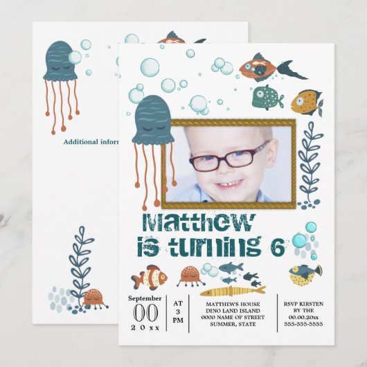 Schattigee vis octopus bubbels onder het zee doe-h kaart (Voorkant / Achterkant)