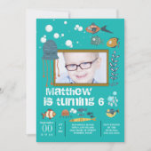 Schattigee vis octopus bubbels onder het zee foto kaart (Voorkant)