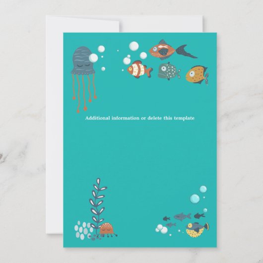 Schattigee vis octopus bubbels onder het zee foto kaart (Achterkant)