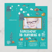 Schattigee vis octopus bubbels onder het zee foto kaart (Voorkant / Achterkant)