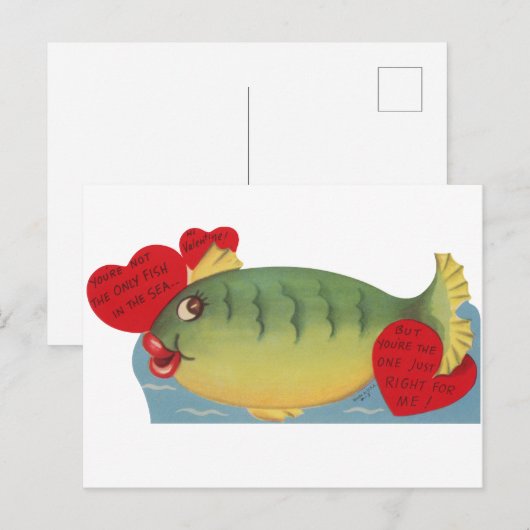 Schattigee  vis Valentijn Feestdagenkaart (Voorkant / Achterkant)