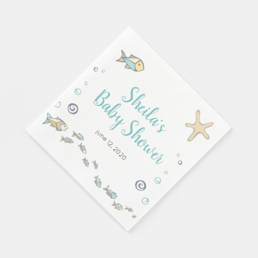 Schattigee vis Zee thema Baby shower Servet (Hoek)