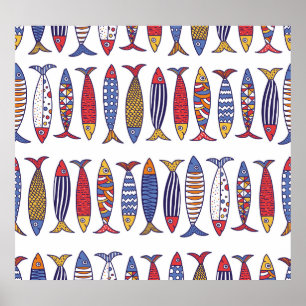 Schattigee visillustratie: Kinder naadloze achterg Poster