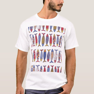 Schattigee visillustratie: Kinder naadloze achterg T-shirt