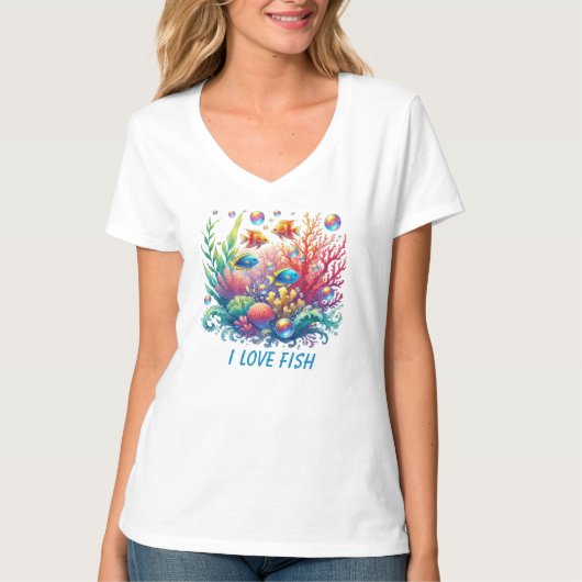 Schattigee visliefhebbers strand t-shirt (Voorkant)