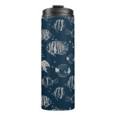 Schattigee visschets op donkerblauw water thermosbeker (Voorkant)