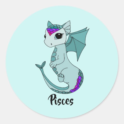 Schattigee Vissen Dragon ontwerp zodiac sticker (Voorkant)