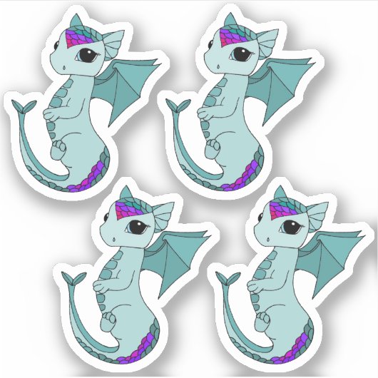 Schattigee Vissen Dragon ontwerp zodiac sticker (Voorkant)