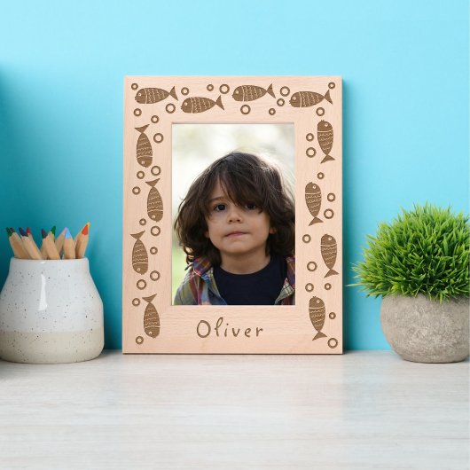 Schattigee vissen en bubbels gegraveerde lijstjes