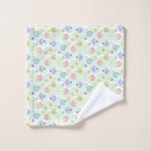 Schattigee vissen pastel groen bad handdoek (Wasdoekje)