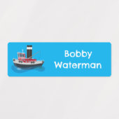 Schattigee visserij trawler boot cartoon gepersona labels (Design 1)