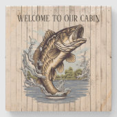 Schattigee visvijver Voeg naam toe Stenen Onderzetter (Voorkant)