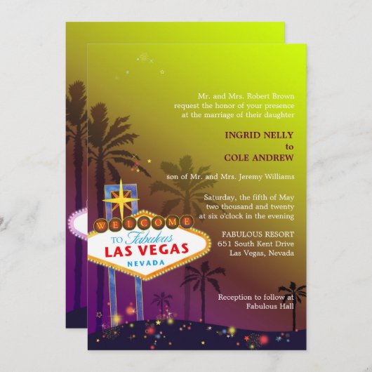 Schattigee Viva Las Vegas bruiloft Kaart (Voorkant / Achterkant)