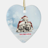 Schattigee Vizsla Puppies Honden Santa Hat Paw Pen Keramisch Ornament (Rechts)