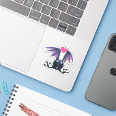 Schattigee vleermuis Animal Custom-Cut Sticker Scr (Laptop met iPhone)
