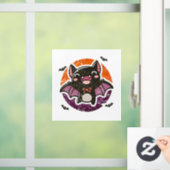 Schattigee vleermuis - Halloween Raamsticker (Huis)