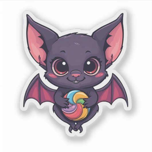 Schattigee vleermuis met kleurrijke lolly sticker (Voorkant)