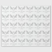 Schattigee vleermuislijnkunst met aangepaste naam  cadeaupapier (Vlak)