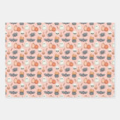 Schattigee vleermuizen en spinnen Halloween Inpakpapier Vel (Voorkant)