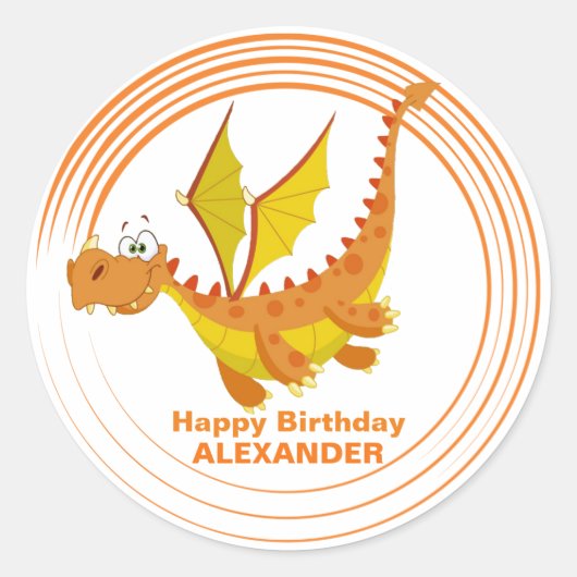 Schattigee vliegende draak gepersonaliseerde verja ronde sticker (Voorkant)