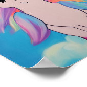 Schattigee Vliegende Eenhoorn Kawaii Schilderij Poster (Hoek)