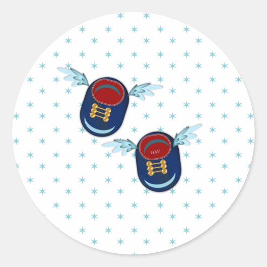 Schattigee vliegende gevleugelde kleine baby schoe ronde sticker (Voorkant)