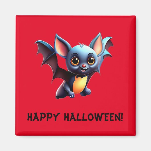 Schattigee vliegende vleermuis | Happy Halloween Magneet (Voorkant)