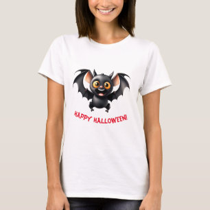 Schattigee vliegende vleermuis Happy Halloween T-shirt