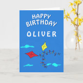 Schattigee vliegers Blauw Rood Geel Geel Happy Bir Kaart (Gele Bloem)