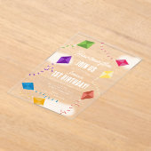 Schattigee vliegers Kinder Hoe de tijd vliegt Verj Acryl Uitnodigingen (Laagn)