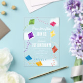 Schattigee vliegers Kinder Hoe de tijd vliegt Verj Acryl Uitnodigingen (Insitu (Huwelijk))