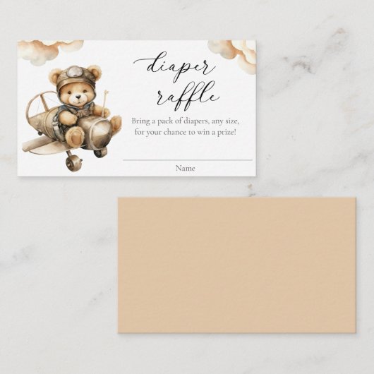 Schattigee vliegtuig teddybeer luier verloting kaa informatiekaartje (Voorkant / Achterkant)