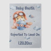 Schattigee Vliegtuiglanding Piloot Jongen Zwangers Vellum Uitnodigingen (Voorkant)