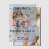 Schattigee Vliegtuiglanding Piloot Jongen Zwangers Vellum Uitnodigingen (Offset (Koppel))